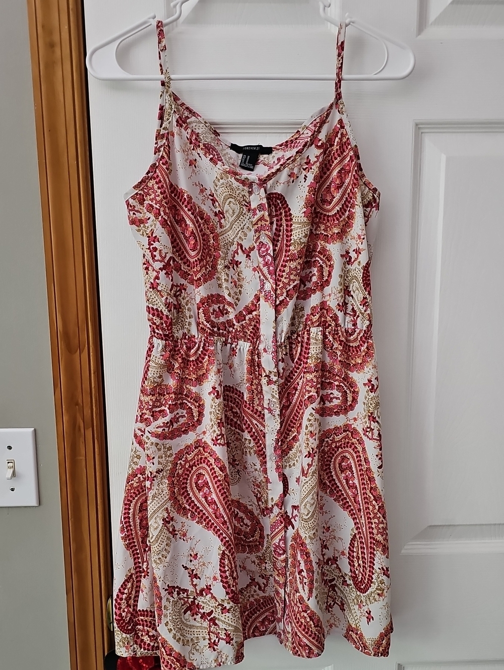 Forever 21 Cream Top with Pink Floral and Tan Foliage
